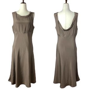 J. Crew 100% Silk Tricotine Hope Dress Sleeveless Flowy Taupe Brown Size 12 LN